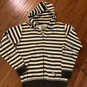 Fallen Brand striped hoodie, w/ detachable hoodie.